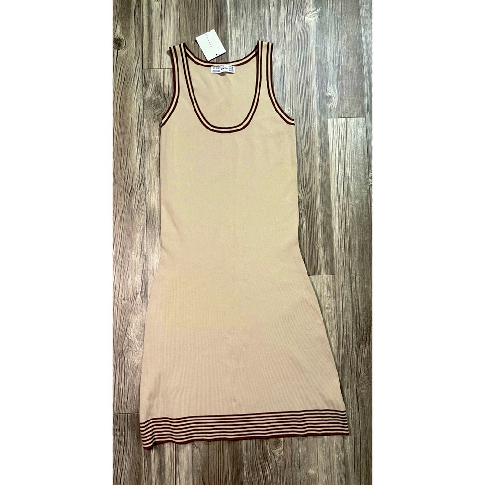 ZARA Knit Tan Midi Dress NWT